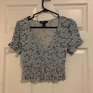 Blue Flower Crop Top